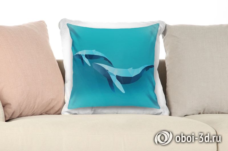 3D Подушка «Полигональные киты» вид 7