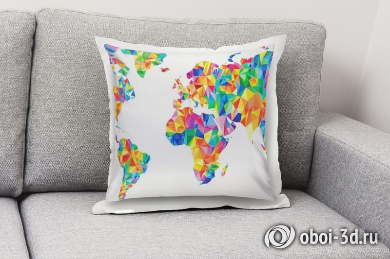 3D Подушка «Полигональная карта мира» вид 9