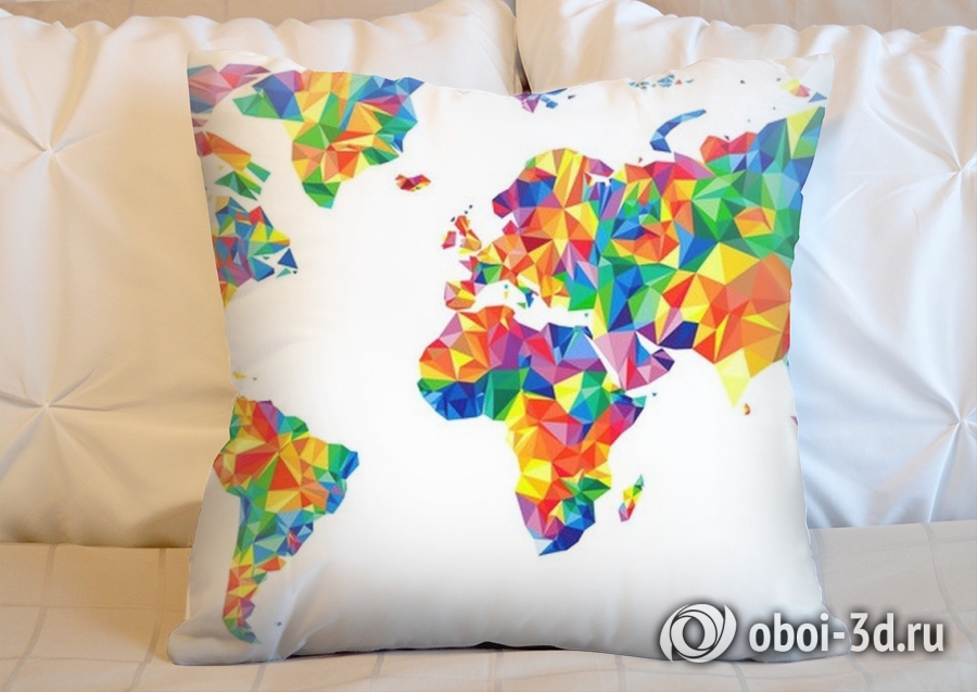3D Подушка «Полигональная карта мира» вид 10
