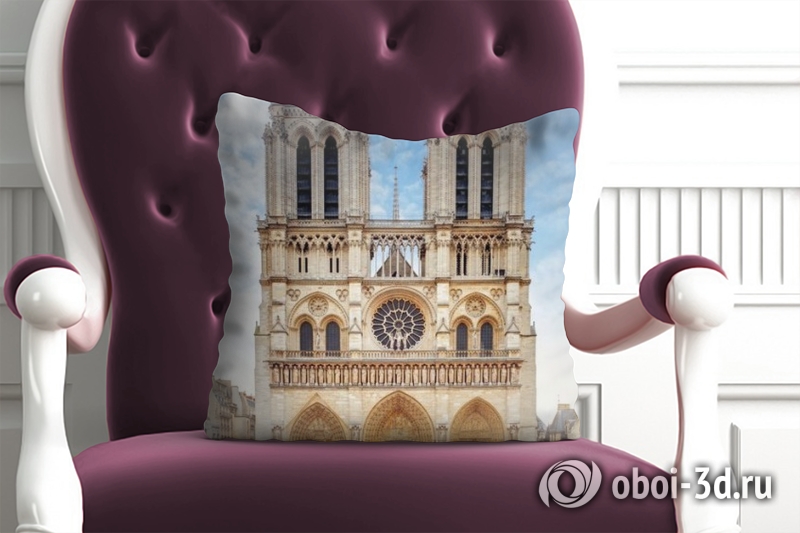 3D Подушка «Фасад Собора Парижской Богоматери» вид 3