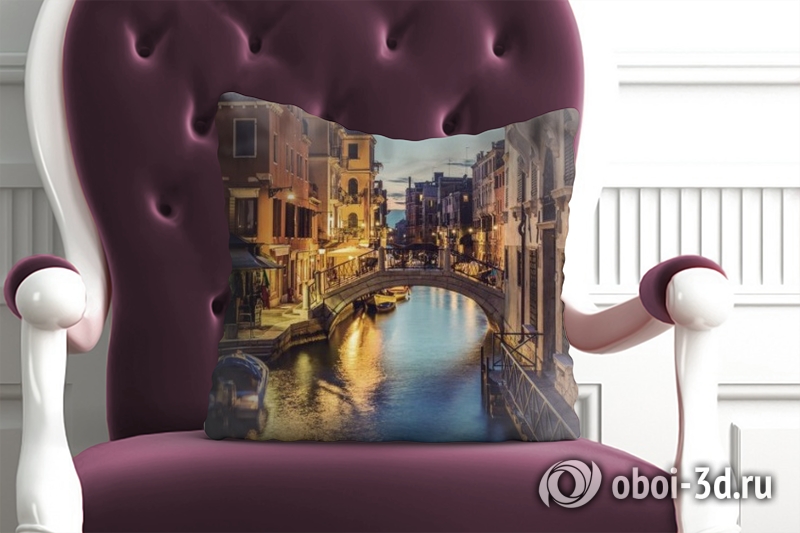 3D Подушка «Вечерний канал в Венеции» вид 3