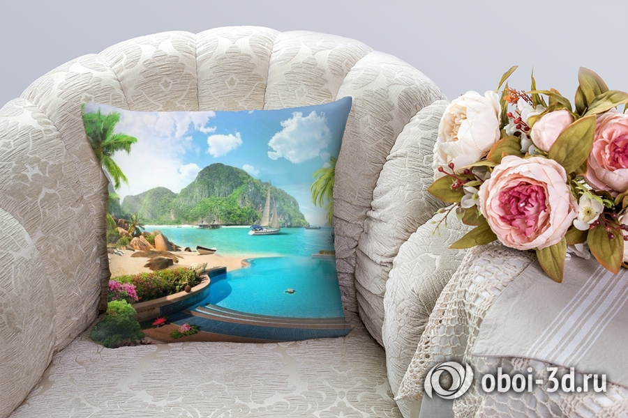 3D Подушка «Курортный островок» вид 3