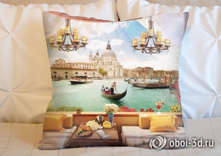 3D Подушка «Кафе с видом на венецианский канал» вид 5
