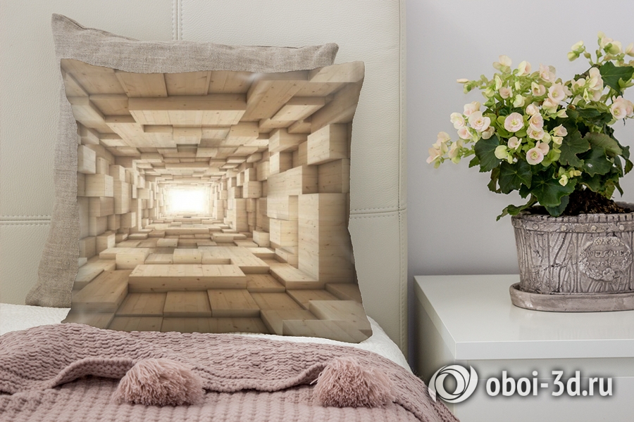 3D Подушка «Тоннель из деревянных кубов» вид 4