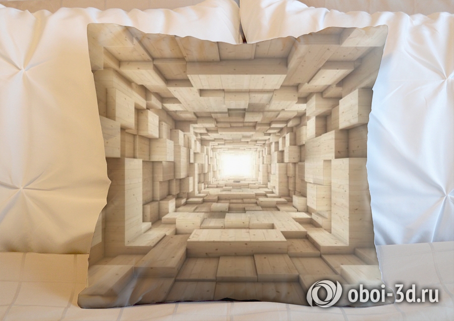 3D Подушка «Тоннель из деревянных кубов» вид 2