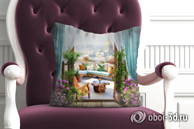 3D Подушка «Уютный балкон» вид 3