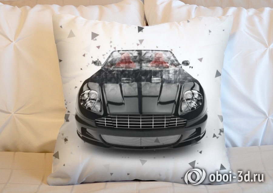 3D Подушка «Роскошный черный автомобиль с полигонами» вид 2