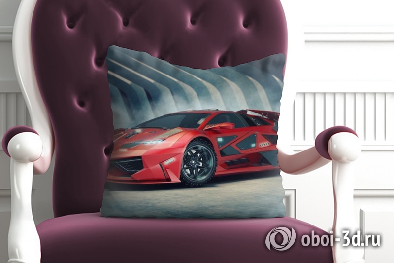 3D Подушка «Футуристичный красный автомобиль» вид 3