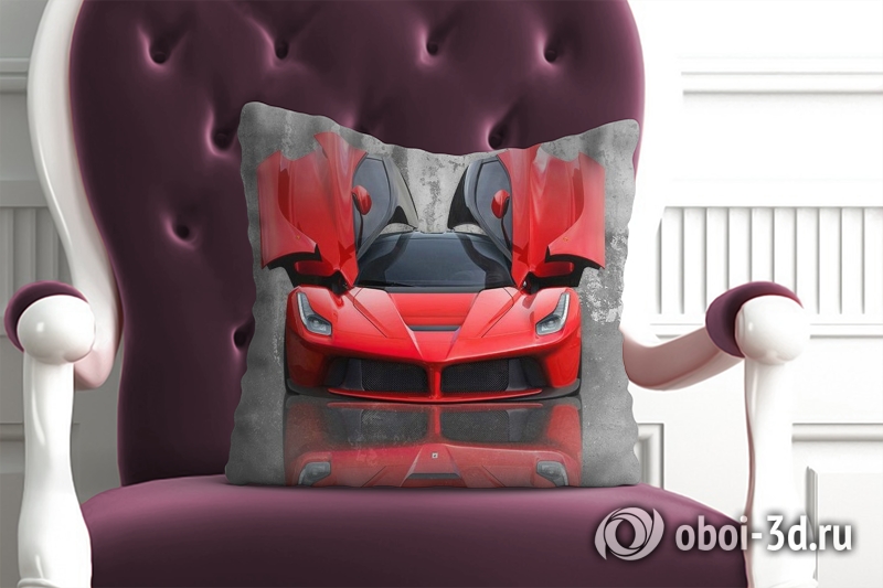 3D Подушка «Красное авто на бетонном фоне» вид 3