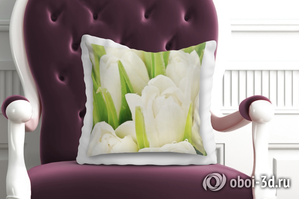 3D Подушка «Белые тюльпаны» вид 2