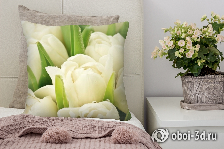 3D Подушка «Белые тюльпаны» вид 7