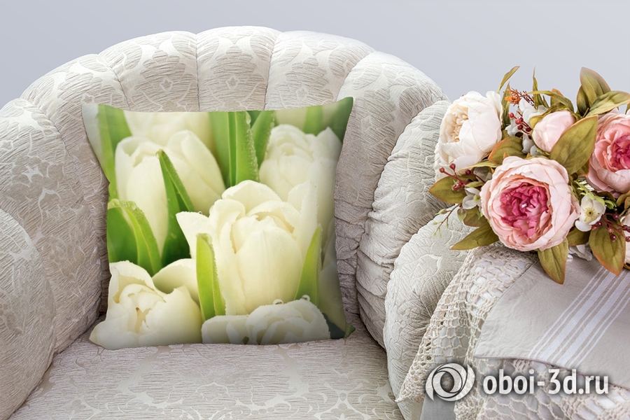3D Подушка «Белые тюльпаны» вид 6