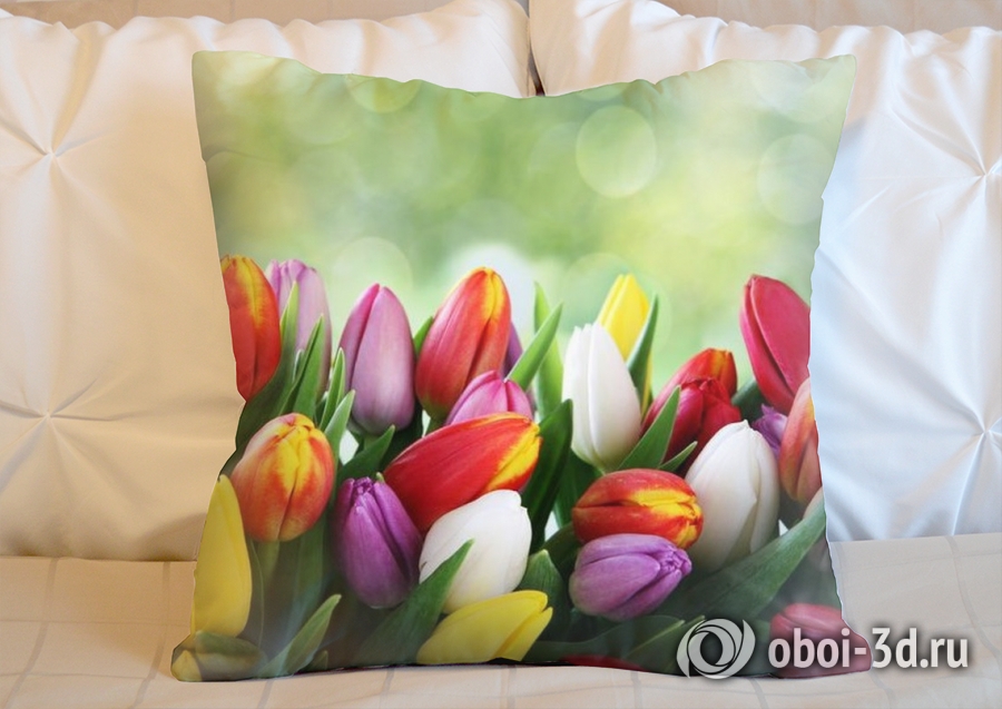 3D Подушка «Разноцветные тюльпаны» вид 5