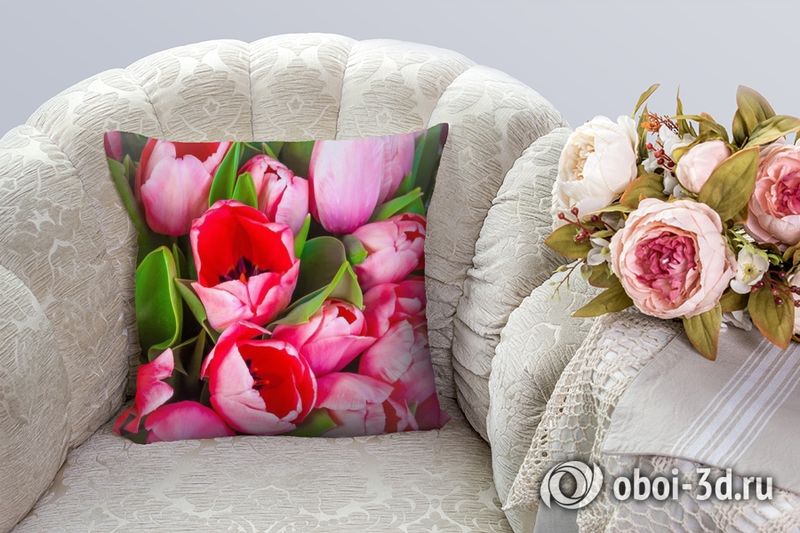 3D Подушка «Букет тюльпанов» вид 6