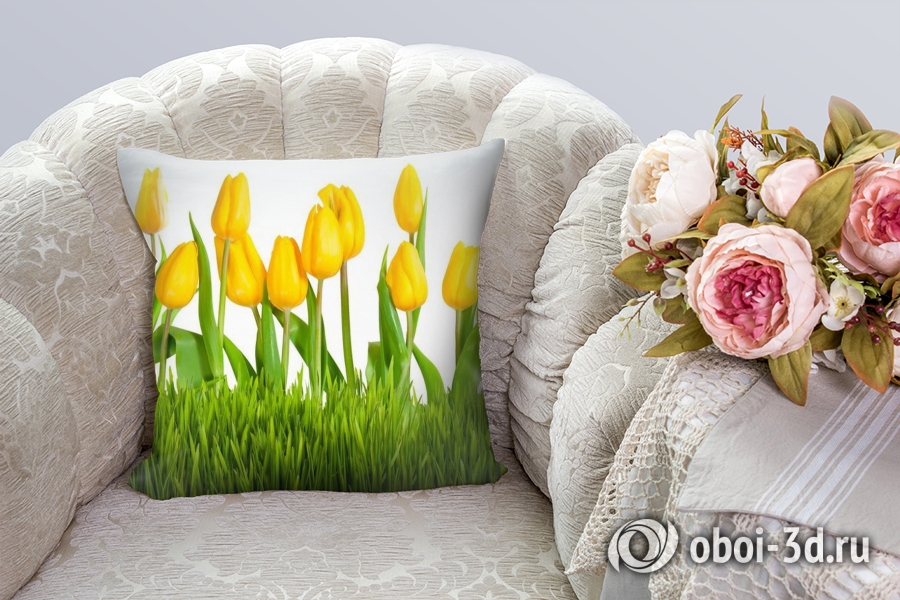 3D Подушка «Желтые тюльпаны» вид 6