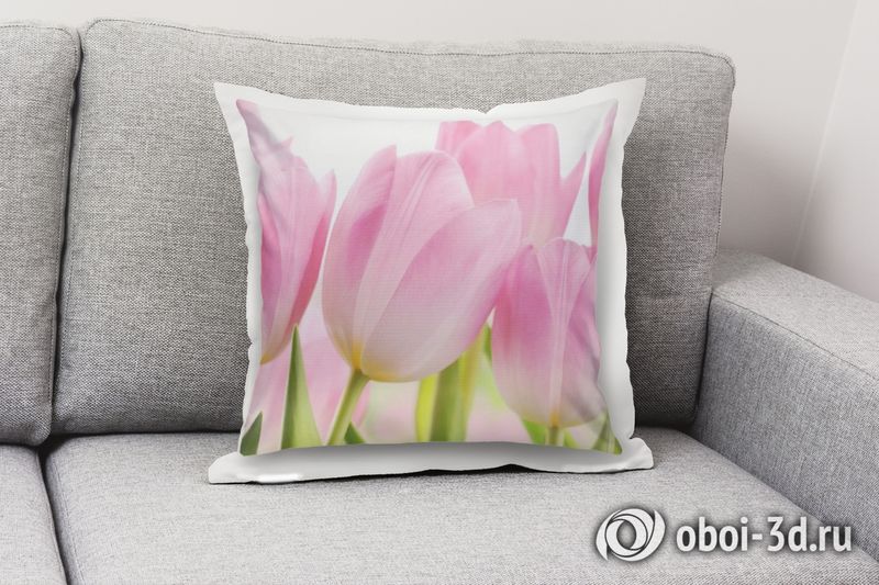 3D Подушка «Крупные розовые тюльпаны» вид 3