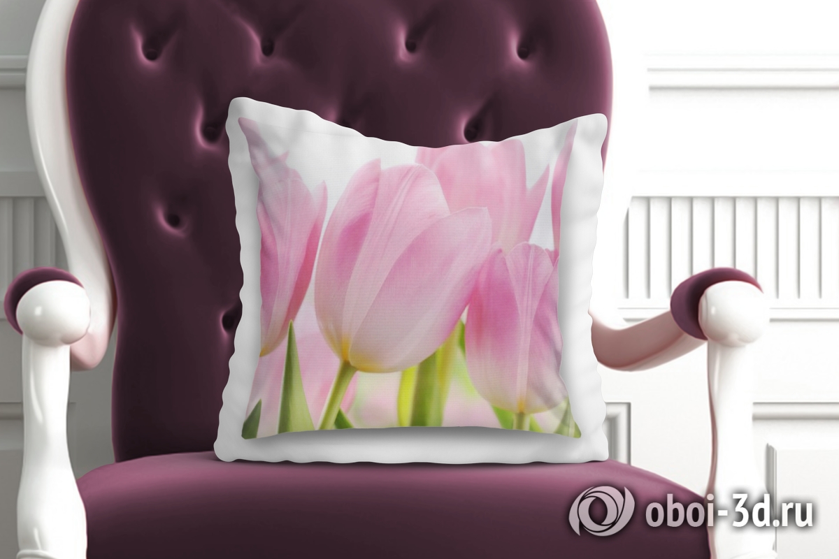 3D Подушка «Крупные розовые тюльпаны» вид 2