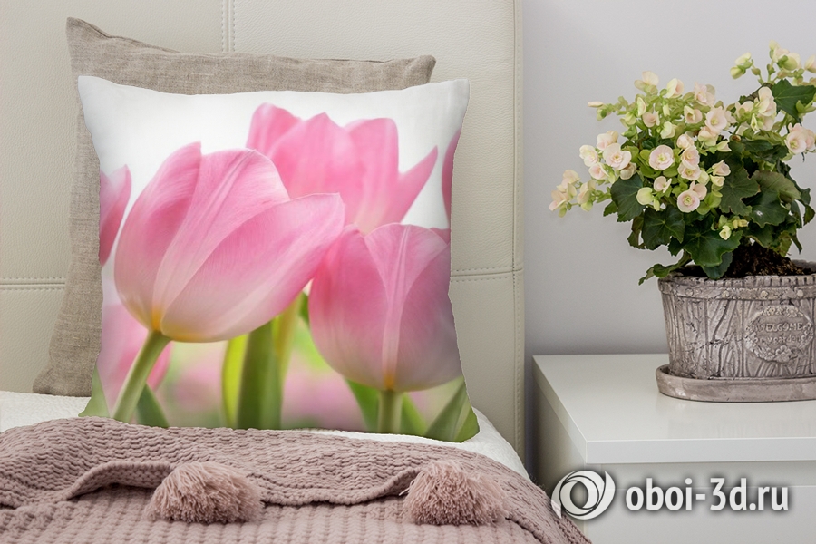 3D Подушка «Крупные розовые тюльпаны» вид 7