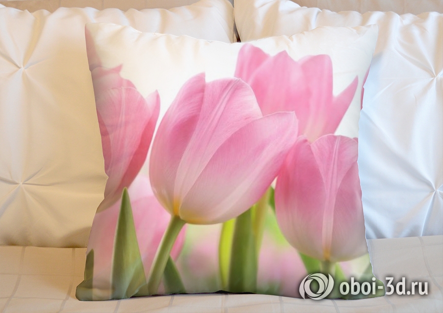 3D Подушка «Крупные розовые тюльпаны» вид 5