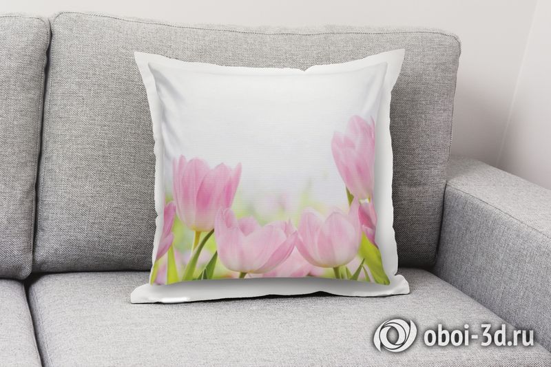 3D Подушка «Нежные розовые тюльпаны» вид 3