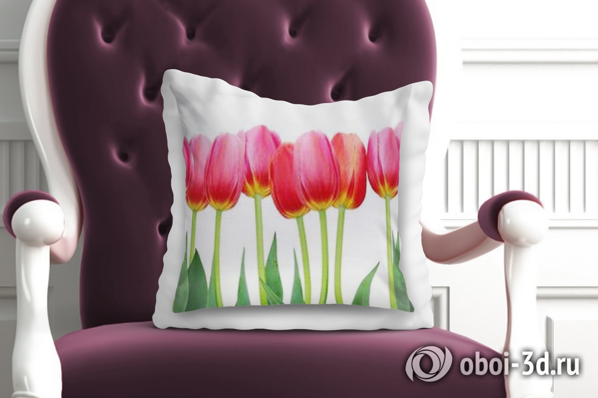 3D Подушка «Ряд тюльпанов» вид 2
