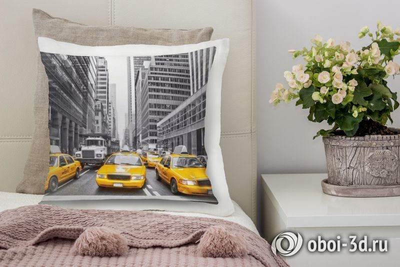 3D Подушка «Такси в Нью-Йорке» вид 3
