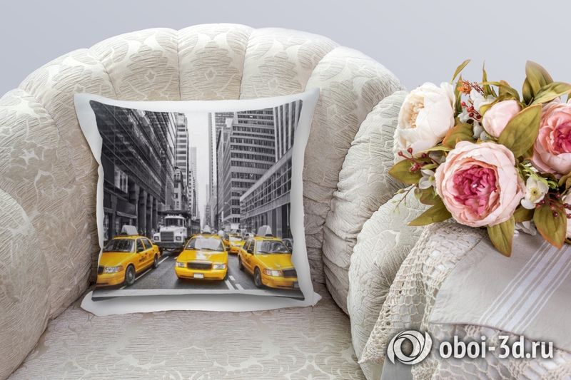 3D Подушка «Такси в Нью-Йорке» вид 2