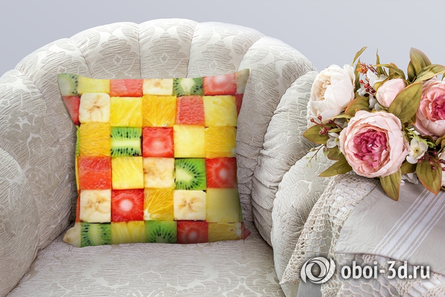 3D Подушка «Сочные фруктовые кубики» вид 4