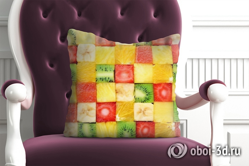 3D Подушка «Сочные фруктовые кубики» вид 3