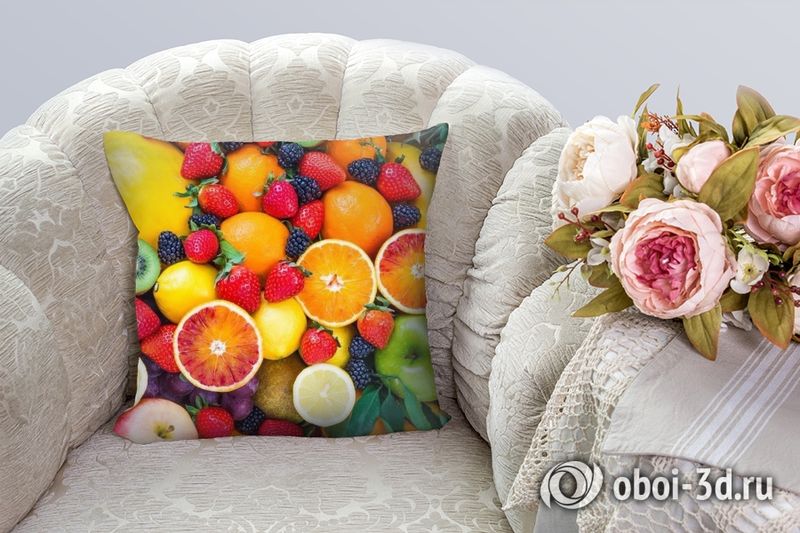 3D Подушка «Цитрусы с ягодами» вид 4