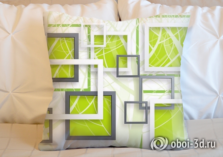 3D Подушка «Объемные зеленые квадраты» вид 5