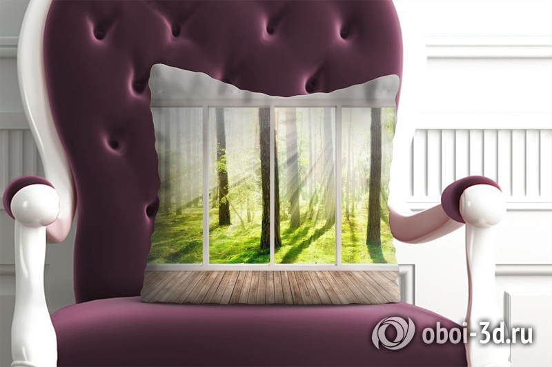 3D Подушка «Терраса в солнечном лесу» вид 3