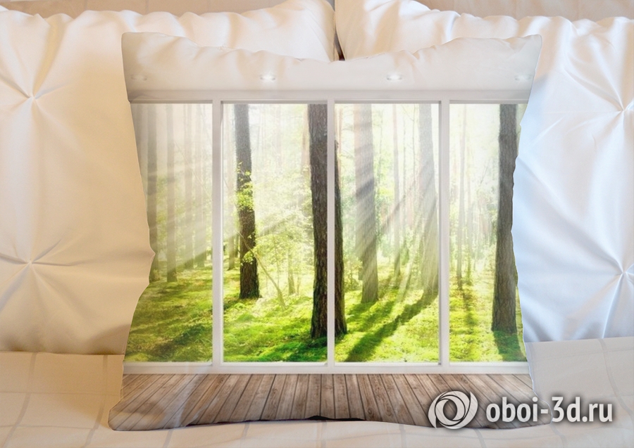 3D Подушка «Терраса в солнечном лесу» вид 2