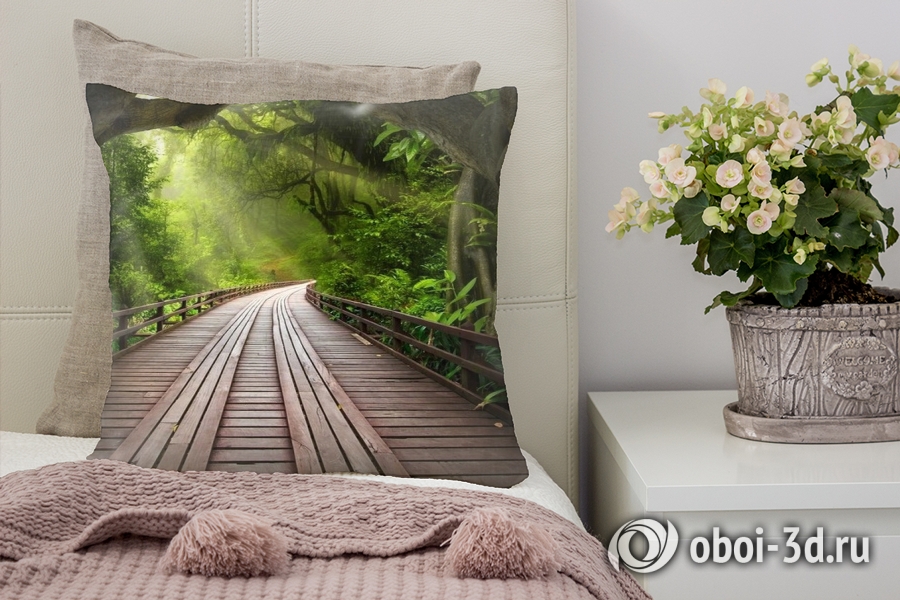 3D Подушка «Мост в тропическом лесу» вид 5