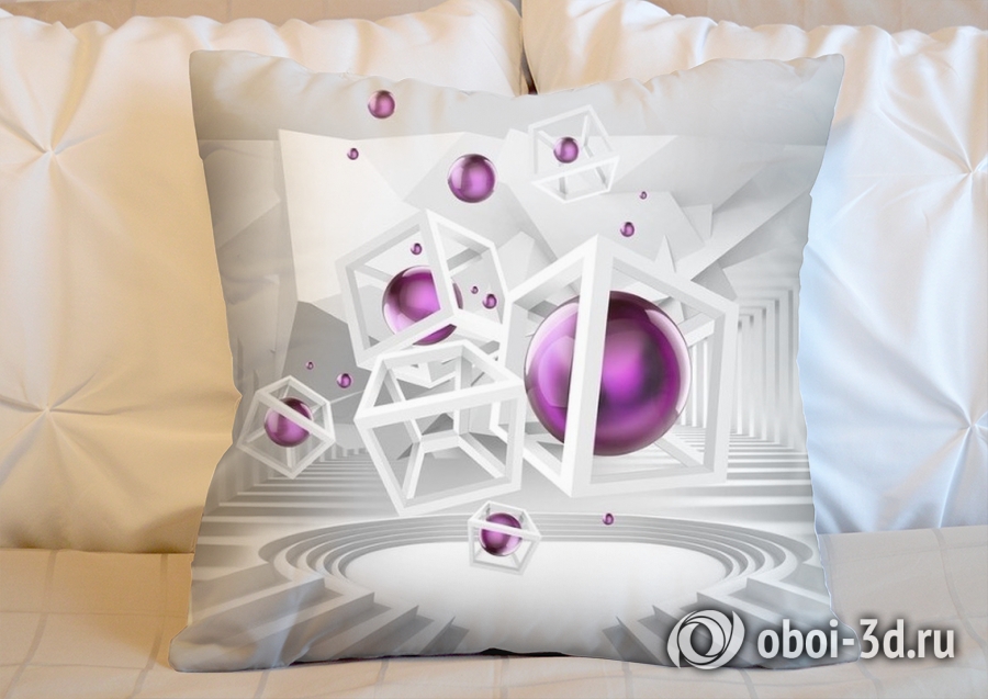3D Подушка «Абстракция с фиолетовыми шарами» вид 2