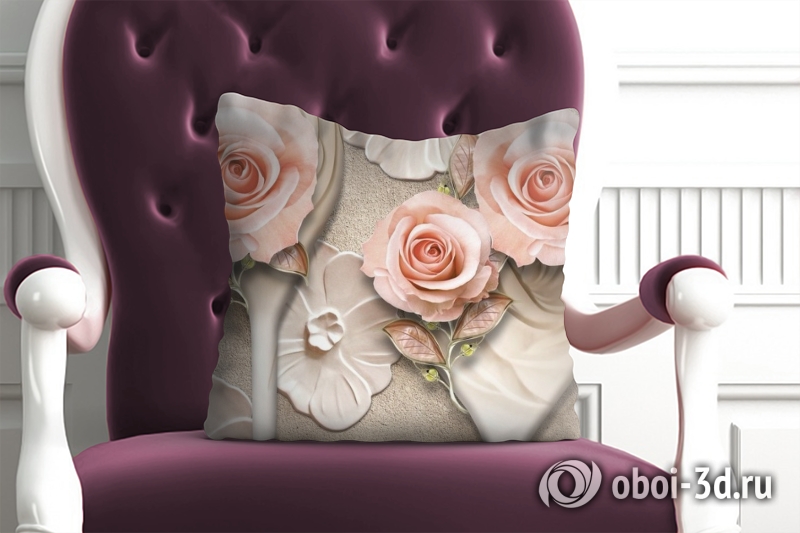 3D Подушка «Барельефная композиция с розами» вид 5