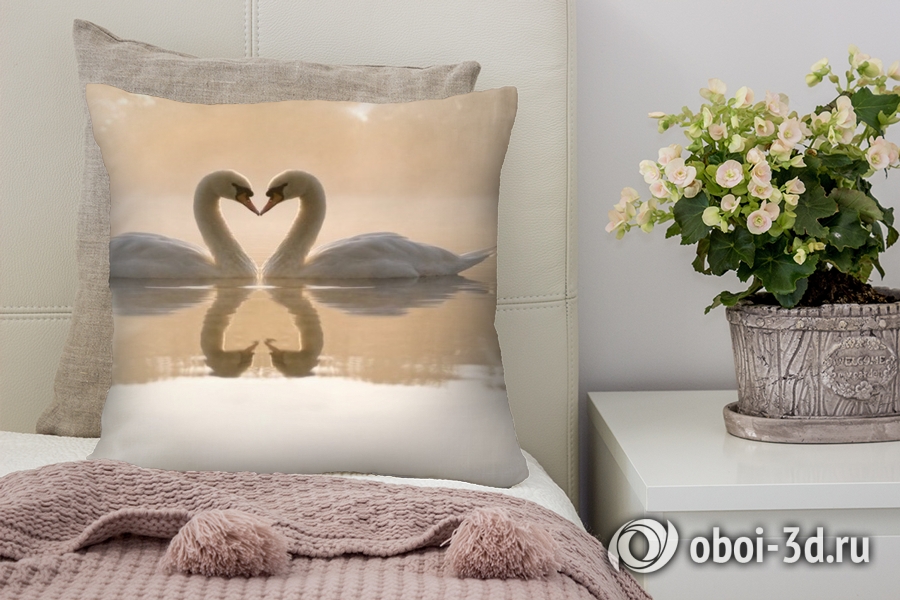 3D Подушка «Влюбленные лебеди» вид 3