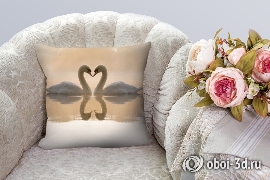 3D Подушка «Влюбленные лебеди» вид 2