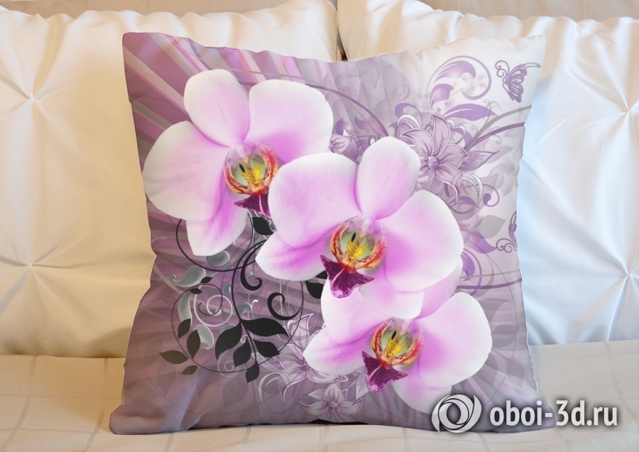3D Подушка «Орхидеи в стиле ретро» вид 5