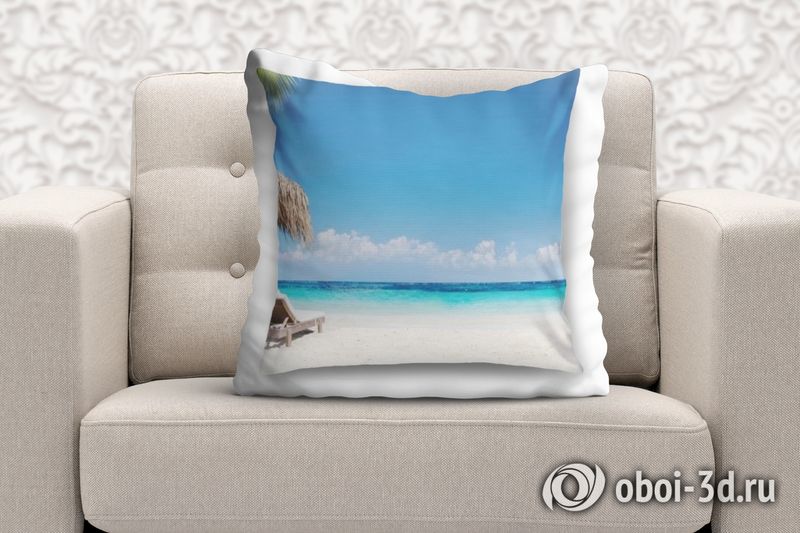 3D Подушка «Шезлонги на пляже» вид 3