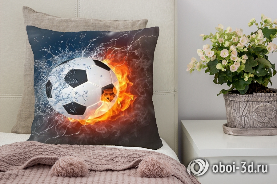 3D Подушка «Огненный футбольный мяч» вид 5