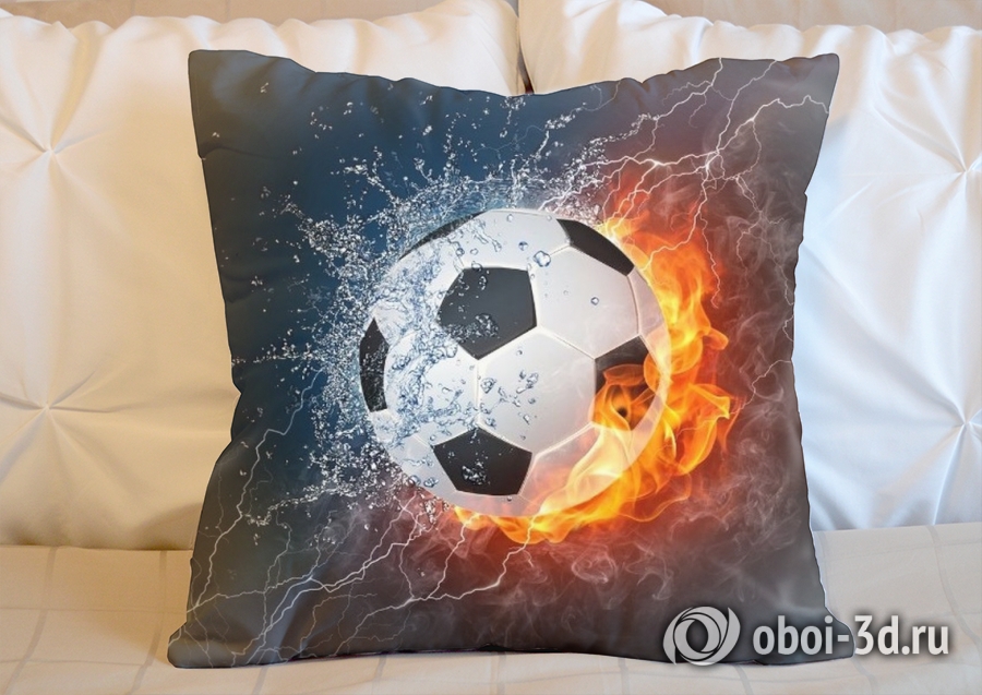 3D Подушка «Огненный футбольный мяч» вид 2