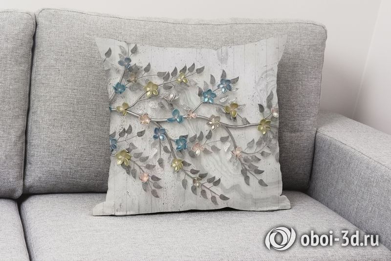 3D Подушка «Перламутровые цветы» вид 3