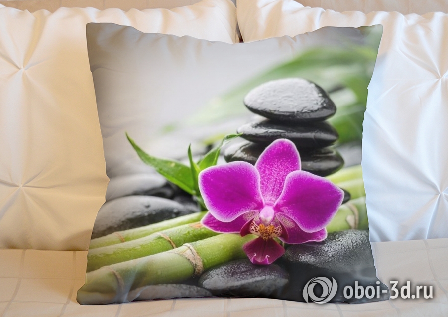 3D Подушка «Орхидея и бамбук» вид 2