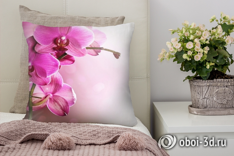3D Подушка «Розовая орхидея на нежном фоне» вид 4