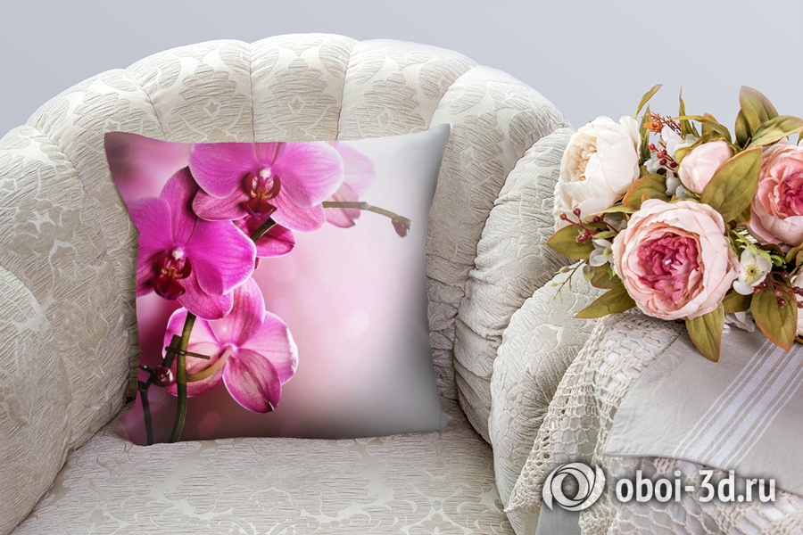 3D Подушка «Розовая орхидея на нежном фоне» вид 3