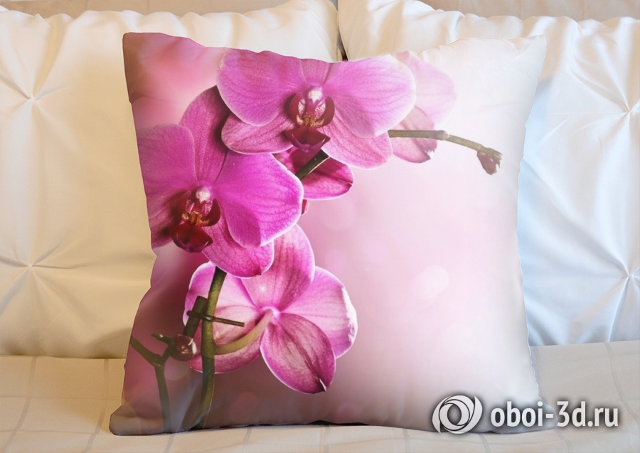 3D Подушка «Розовая орхидея на нежном фоне» вид 2
