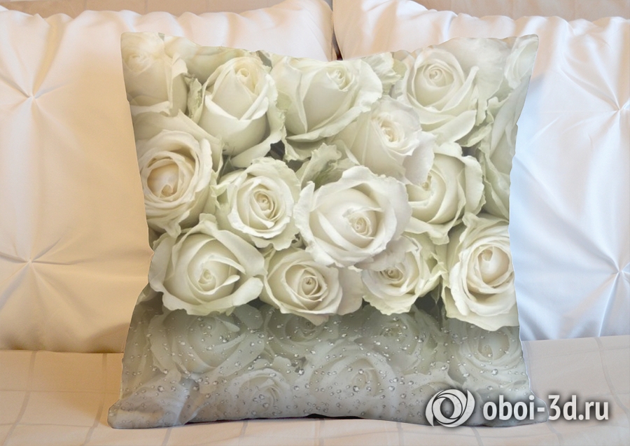3D Подушка «Белые розы на стекле» вид 2