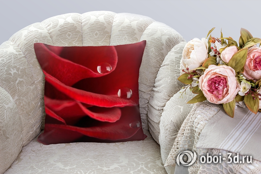 3D Подушка «Роса на лепестках роз» вид 3