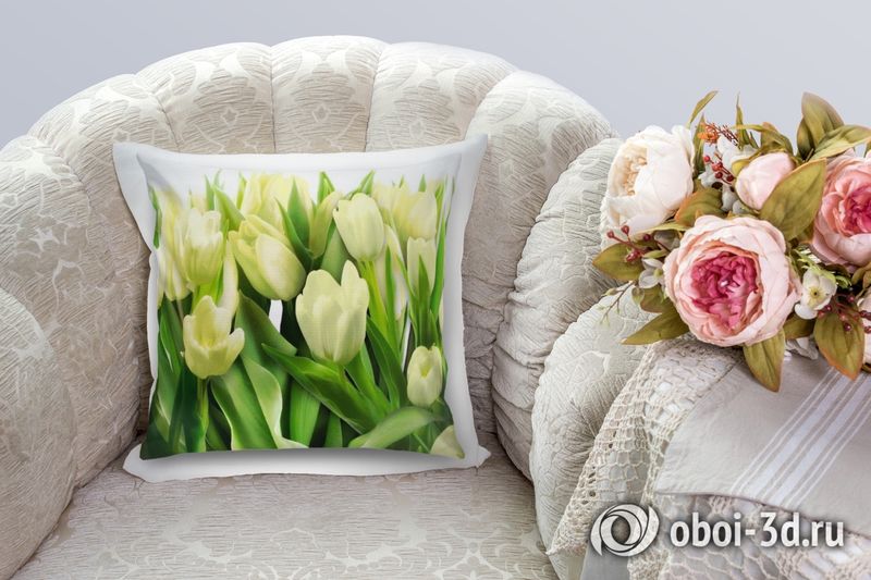 3D Подушка «Нежные желтые тюльпаны» вид 4